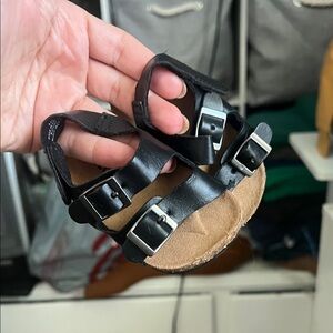 Black Leather Kids Sandals